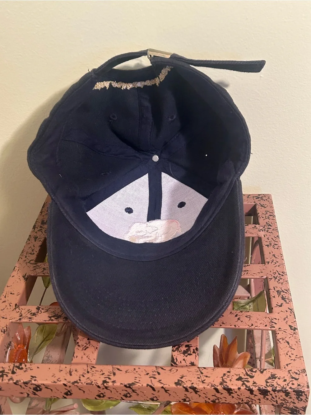 VINTAGE Delirium Tremens Beer Hat Pink Elephant Navy Blue Misprint Typo Cap Rare